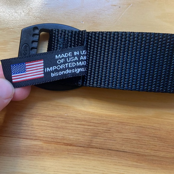 Bison Designs Elliptagon Web Belt Men’s Size Large Black Nylon Made In USA - Picture 4 of 5